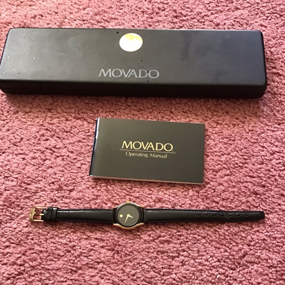 Movado Women's Watch with Black Band and Gold Accents